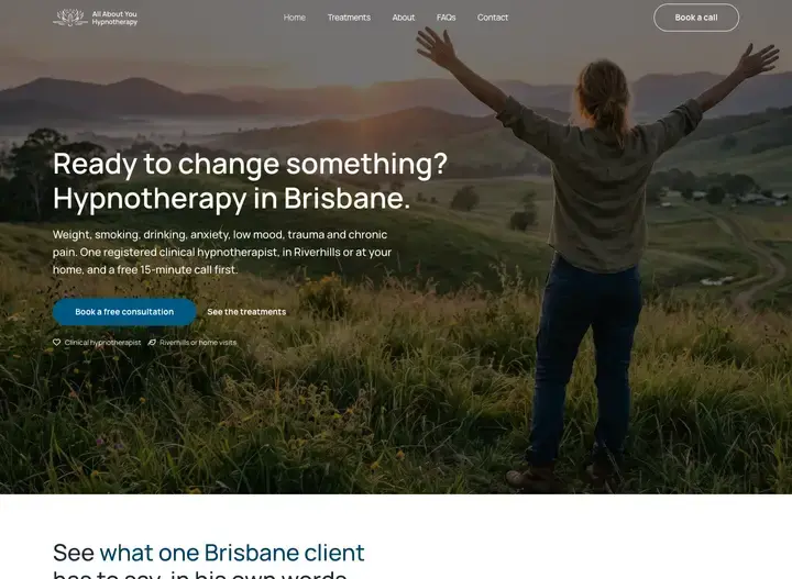 The All About You Hypnotherapy website home page