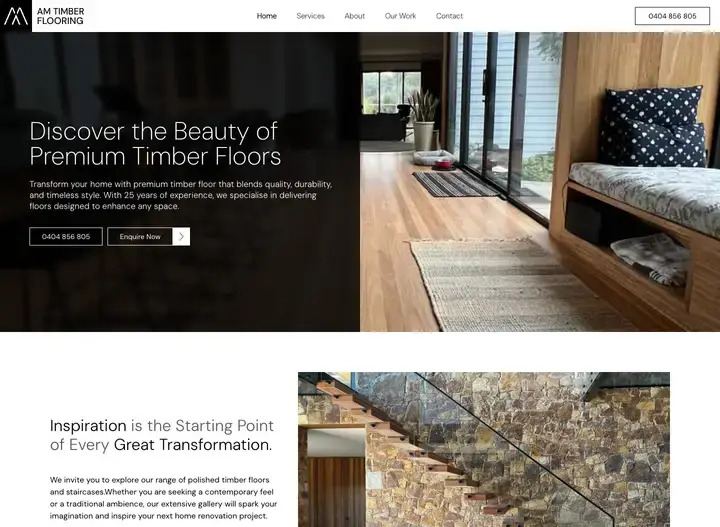 The AM Timber Flooring website home page