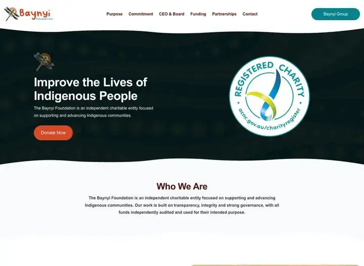 The Baynyi Foundation website home page