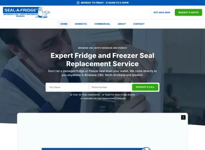The Brisbane Seal-A-Fridge website home page