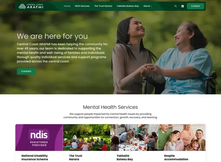 The Central Coast ARAFMI website home page