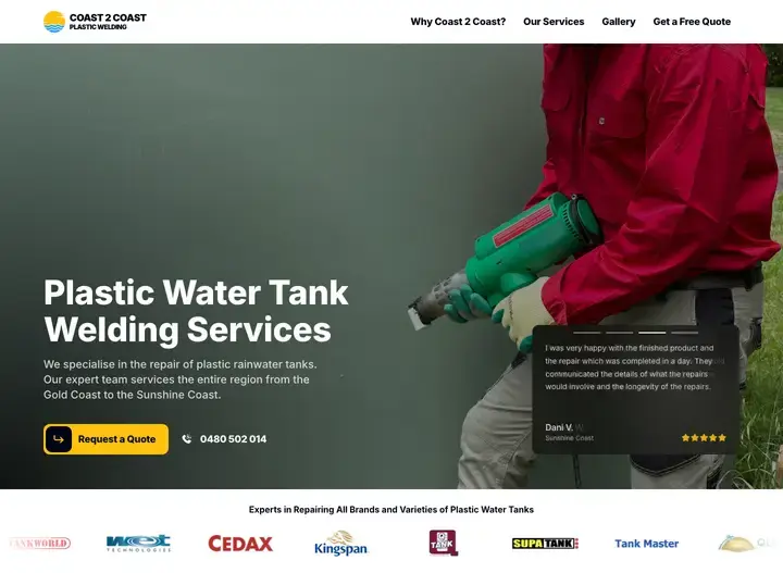 The Coast 2 Coast Plastic Welding website home page