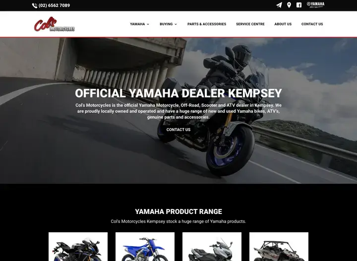 The Cols Motorcycles website home page