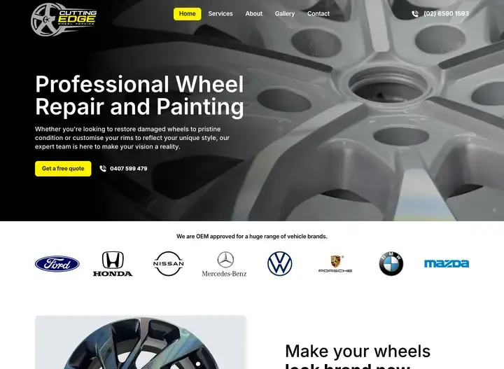 The Cutting Edge Wheel Repairs website home page