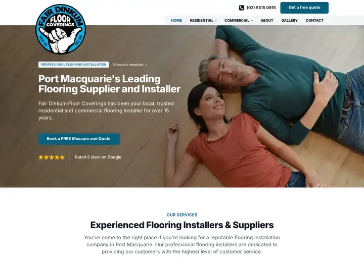 The Fair Dinkum Floor Coverings website home page