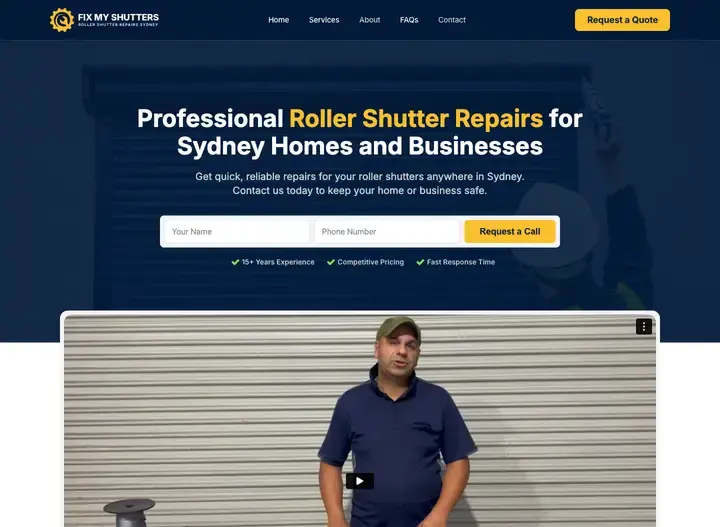 The Fix My Shutters website home page