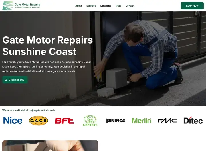 The Gate Motor Repairs website home page