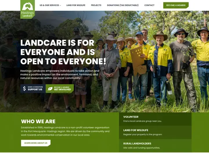 The Hastings Landcare website home page