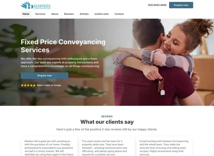 The Hawkes Conveyancing website home page