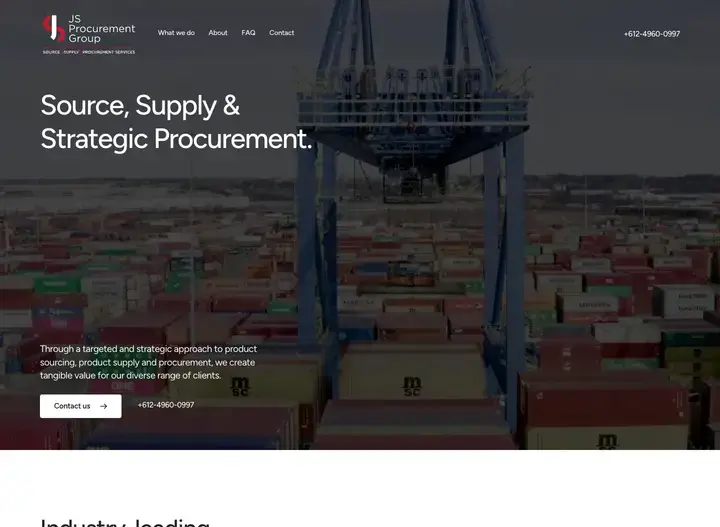 The JS Procurement Group website home page