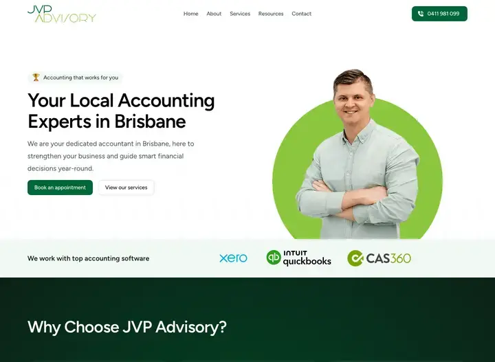 The JVP Advisory website home page