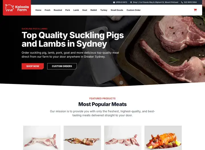 The Kaloola Farm website home page