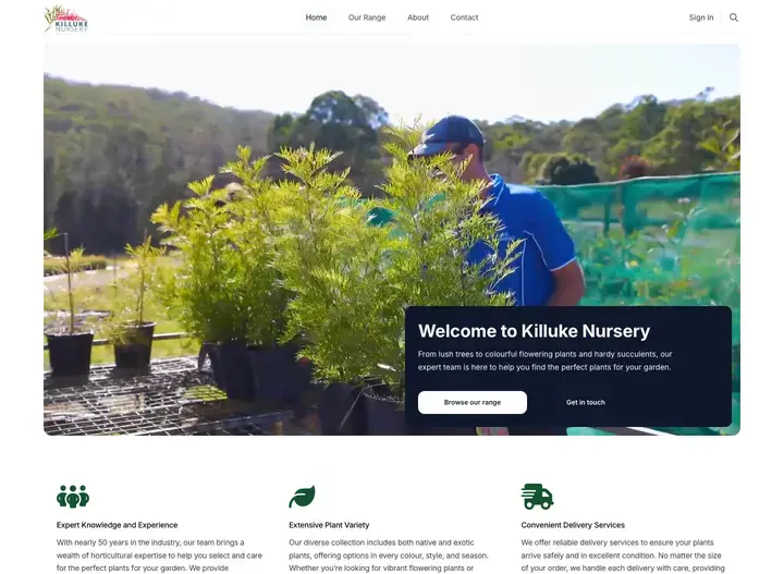 The Killuke Nursery website home page