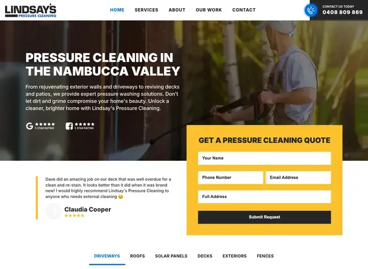 The Lindsay’s Roof Restoration website home page