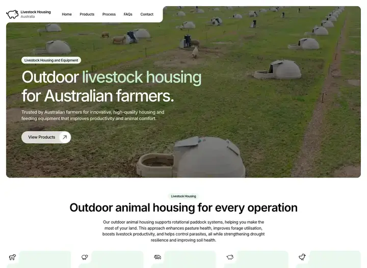 The Livestock Housing Australia website home page