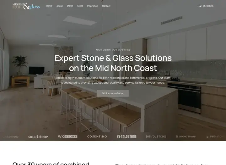 The Mid Coast Stone & Glass website home page