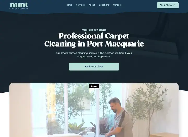 The Mint Carpet Cleaning website home page