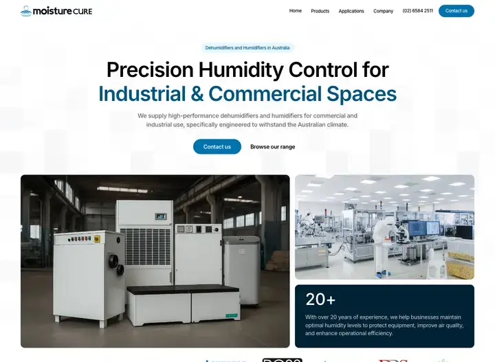 The Moisture Cure Commercial website home page