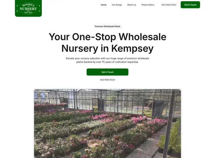 The Moore’s Nursery website home page