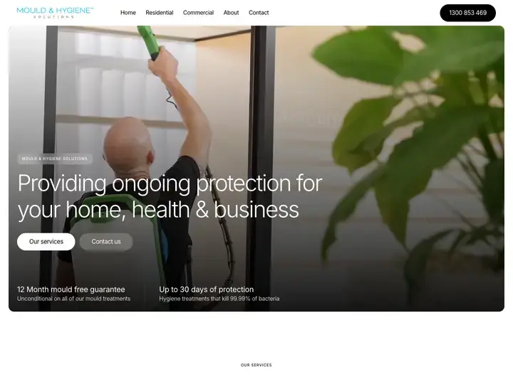 The Mould & Hygiene Solutions website home page