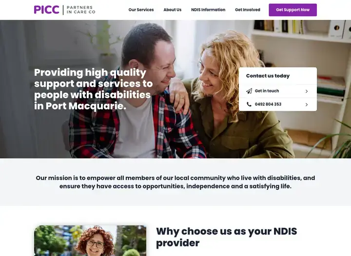 The Partners in Care website home page