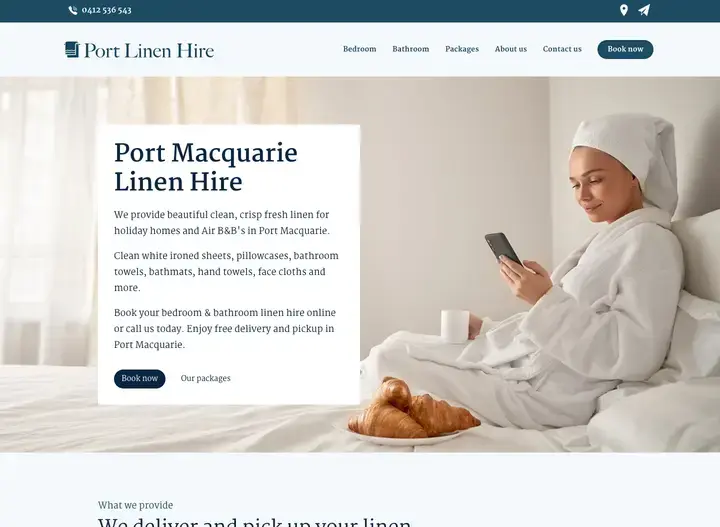 The Port Linen Hire website home page