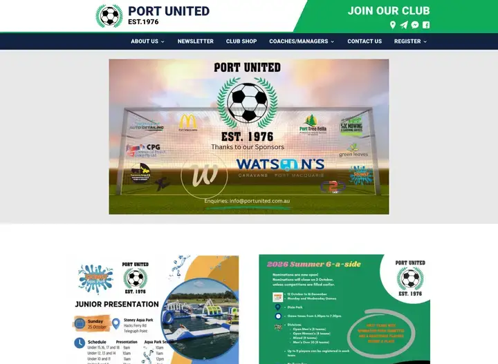 The Port United website home page