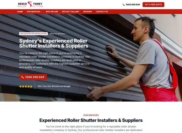 The Resco Shutters website home page