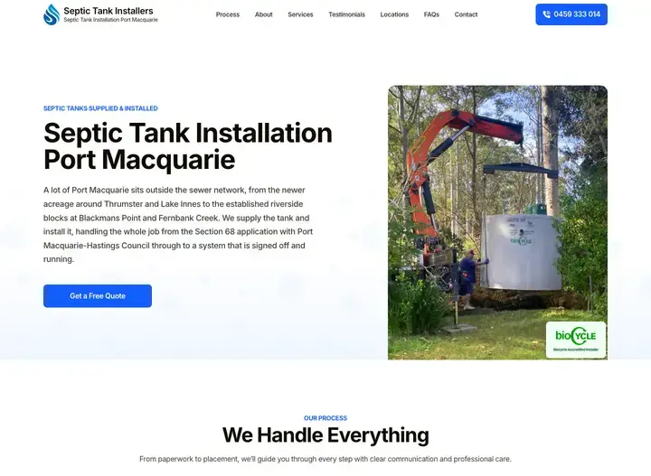 The Septic Tank Installers website home page