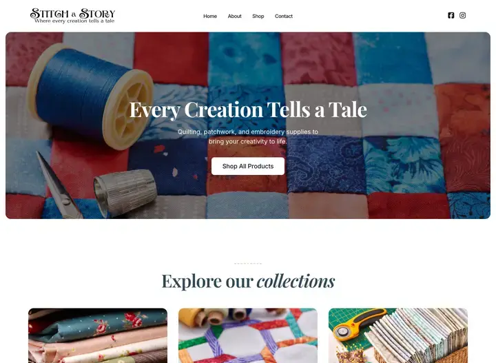 The Stitch a Story website home page