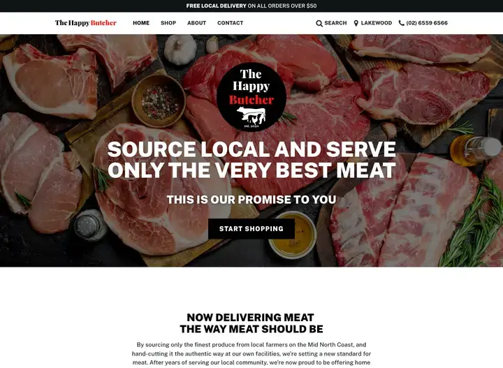 The The Happy Butcher website home page