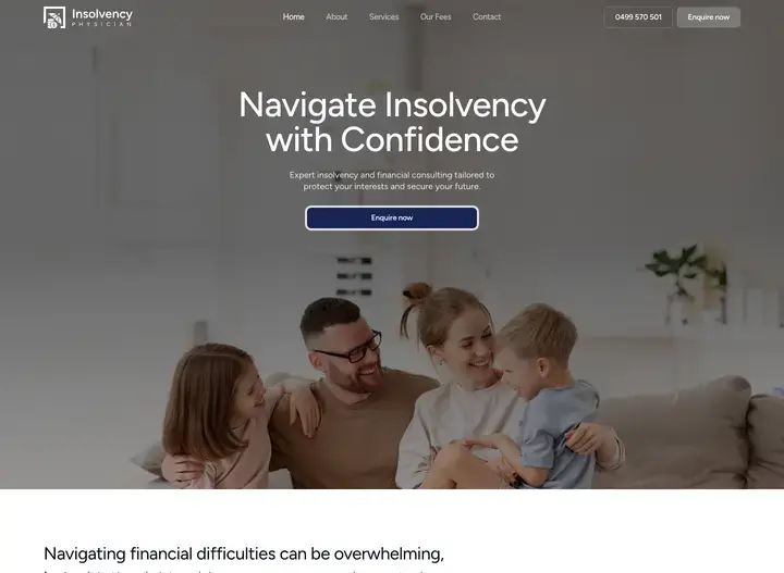 The The Insolvency Physician website home page