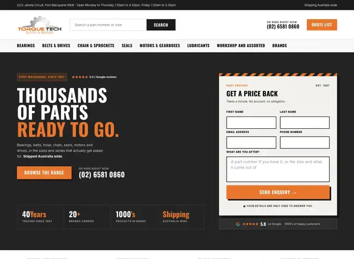 The Torque Tech website home page