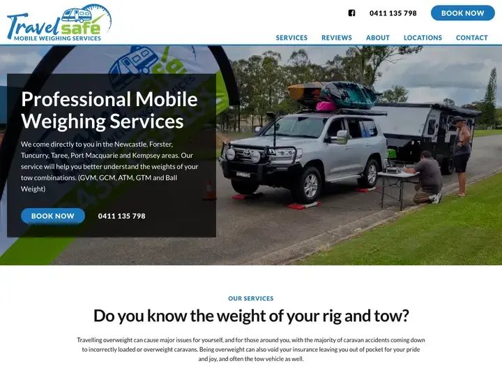 The Travel Safe Weighing website home page