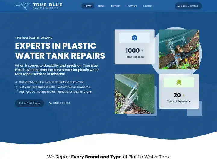 The True Blue Plastic Welding website home page