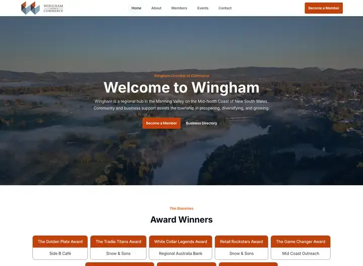 The Wingham Chamber of Commerce website home page