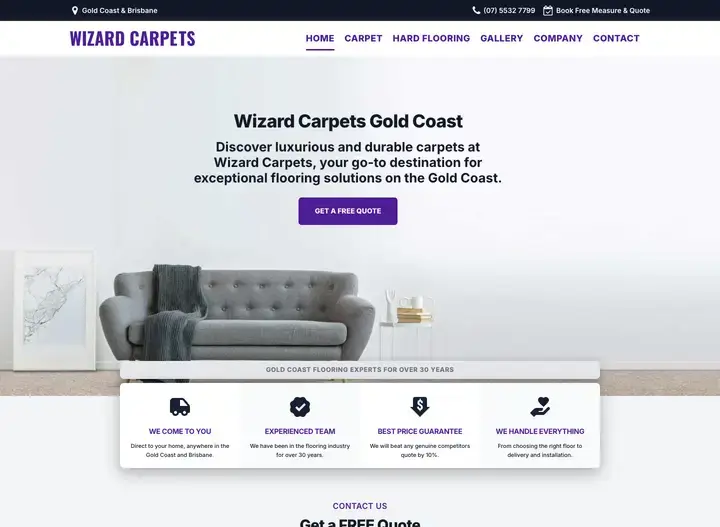The Wizard Carpets website home page